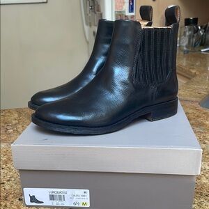 Franco Sarto Black Leather LINC Chelsea Boots Size 6.5